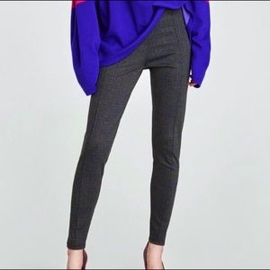 Zara High-rise Glen Check Plaid Trousers Grey - S